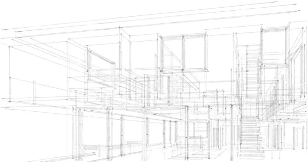 建筑施工规划的三维建筑图解设计 — 图库照片