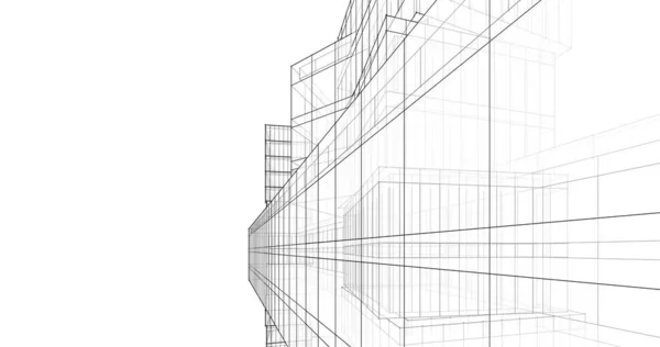 Líneas Abstractas Dibujo Concepto Arte Arquitectónico Formas Geométricas Mínimas — Foto de Stock