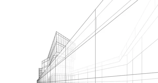 Líneas Abstractas Dibujo Concepto Arte Arquitectónico Formas Geométricas Mínimas —  Fotos de Stock