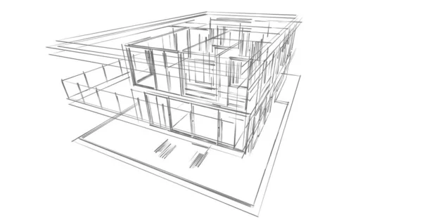 建築計画の3D建築イラストデザイン — ストック写真