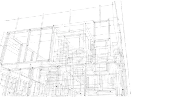 Projektowanie Oprogramowania Modelowania Budynku Architektury Ilustracja Wnętrza — Zdjęcie stockowe