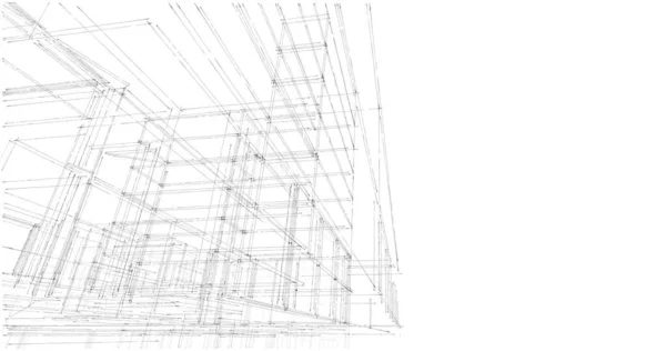 Conception Logiciels Modélisation Bâtiment Architecture Illustration Intérieure — Photo
