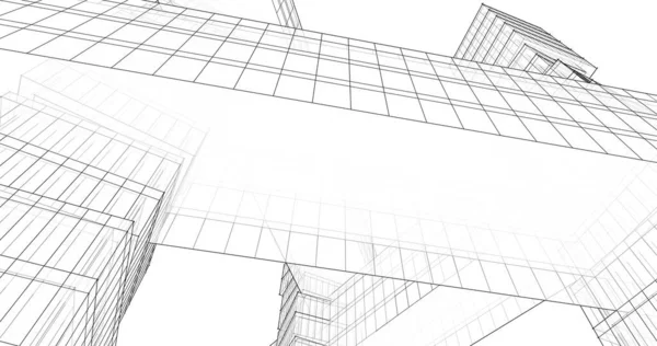 Abstrakcyjne Linie Rysunku Koncepcji Sztuki Architektonicznej Minimalne Kształty Geometryczne — Zdjęcie stockowe