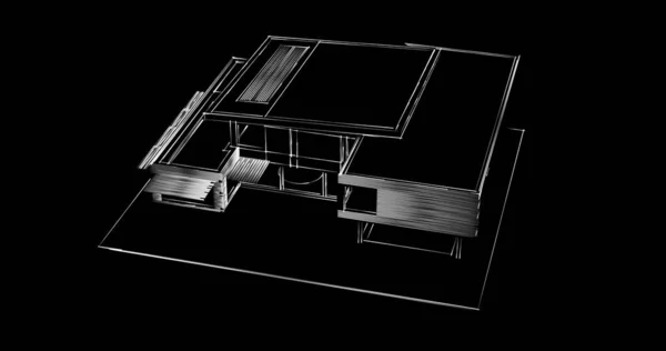 Abstrakcyjne Linie Rysunku Koncepcji Sztuki Architektonicznej Minimalne Kształty Geometryczne — Zdjęcie stockowe