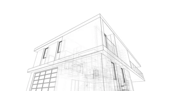 Conception Logiciels Modélisation Bâtiment Architecture Illustration Intérieure — Photo