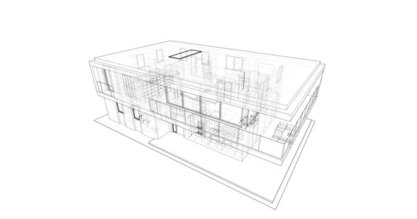 Projektowanie Oprogramowania Modelowania Budynku Architektury Ilustracja Wnętrza — Zdjęcie stockowe