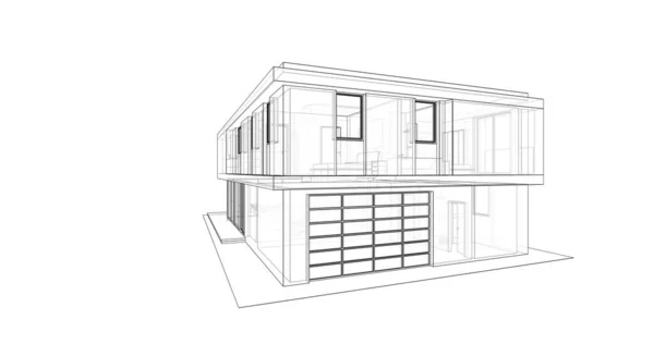 Projektowanie Oprogramowania Modelowania Budynku Architektury Ilustracja Wnętrza — Zdjęcie stockowe