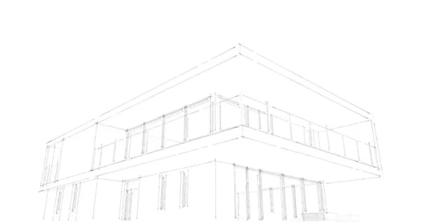 Progettazione Software Modellazione Architettura Edificio Illustrazione Interna — Foto Stock