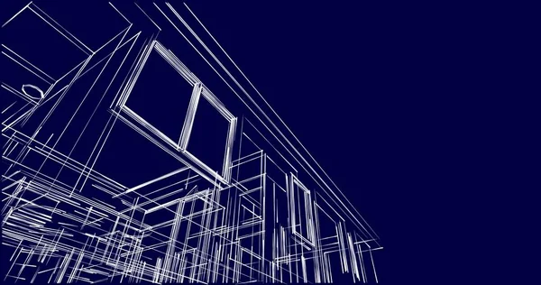 3D modeling software design of architecture building, interior illustration