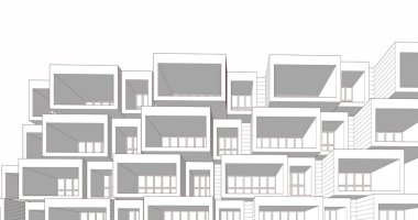 Mimari sanat konseptinde soyut çizgiler, minimum geometrik şekiller. 