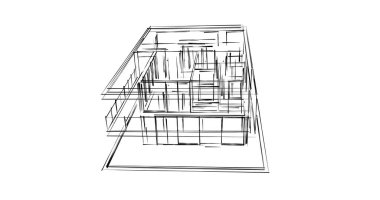  Mimarlık binasının 3D modelleme yazılım tasarımı, dahili illüstrasyon