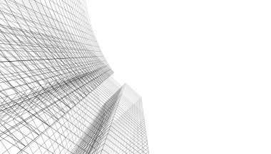 Mimari sanat konseptinde soyut çizgiler, minimum geometrik şekiller. 