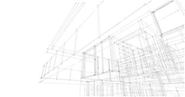  Mimarlık binasının 3D modelleme yazılım tasarımı, dahili illüstrasyon
