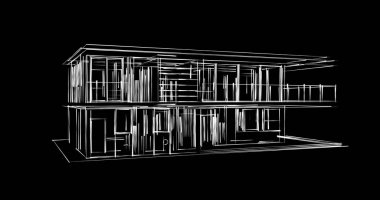  Mimarlık binasının 3D modelleme yazılım tasarımı, dahili illüstrasyon