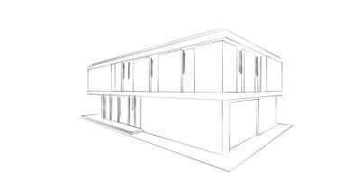  Mimarlık binasının 3D modelleme yazılım tasarımı, dahili illüstrasyon