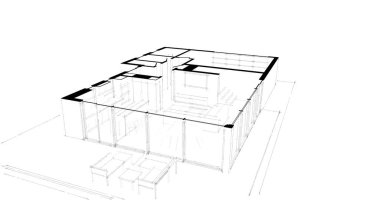  Mimarlık binasının 3D modelleme yazılım tasarımı, dahili illüstrasyon