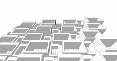 Mimari sanat konseptinde soyut çizgiler, minimum geometrik şekiller. 