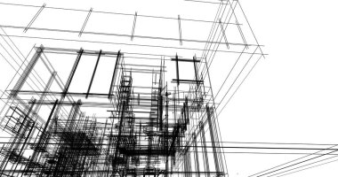  Mimarlık binasının 3D modelleme yazılım tasarımı, dahili illüstrasyon