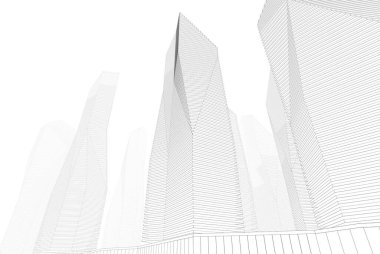 Mimari sanat konseptinde soyut çizgiler, minimum geometrik şekiller. 