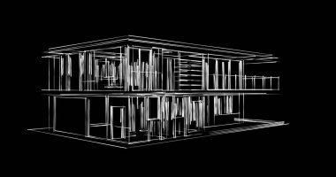  Mimarlık binasının 3D modelleme yazılım tasarımı, dahili illüstrasyon