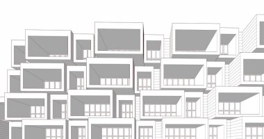 Mimari sanat konseptinde soyut çizgiler, minimum geometrik şekiller. 