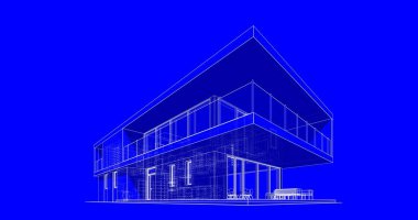  Mimarlık binasının 3D modelleme yazılım tasarımı, dahili illüstrasyon