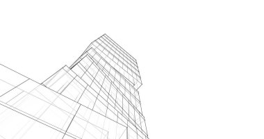 Mimari sanat konseptinde soyut çizgiler, minimum geometrik şekiller. 