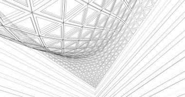 Mimari sanat konseptinde soyut çizgiler, minimum geometrik şekiller. 