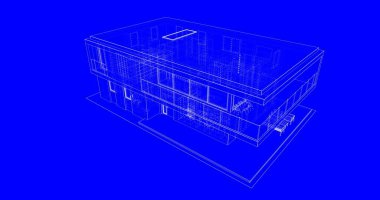 Mimarlık binasının 3D modelleme yazılım tasarımı, dahili illüstrasyon