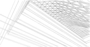 Mimari sanat konseptinde soyut çizgiler, minimum geometrik şekiller. 