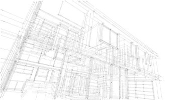 Mimarlık binasının 3D modelleme yazılım tasarımı, dahili illüstrasyon