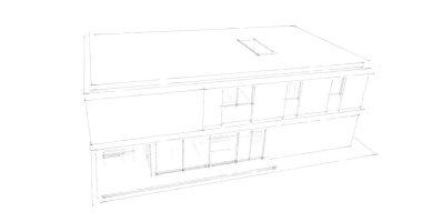  Mimarlık binasının 3D modelleme yazılım tasarımı, dahili illüstrasyon