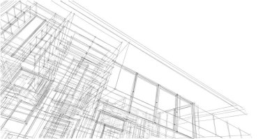  Mimarlık binasının 3D modelleme yazılım tasarımı, dahili illüstrasyon