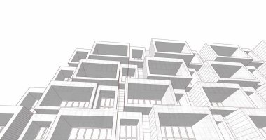 Mimari sanat konseptinde soyut çizgiler, minimum geometrik şekiller. 