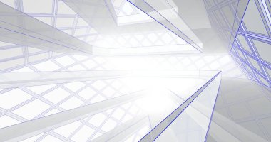 Mimari sanat konseptinde soyut çizgiler, minimum geometrik şekiller. 