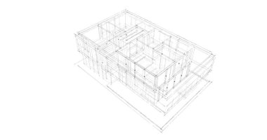  Mimarlık binasının 3D modelleme yazılım tasarımı, dahili illüstrasyon