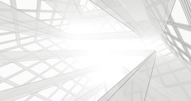 Mimari sanat konseptinde soyut çizgiler, minimum geometrik şekiller. 