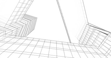 Mimari sanat konseptinde soyut çizgiler, minimum geometrik şekiller. 