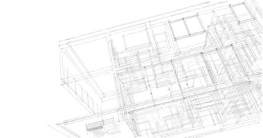  Mimarlık binasının 3D modelleme yazılım tasarımı, dahili illüstrasyon