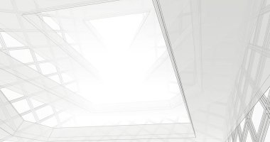 Mimari sanat konseptinde soyut çizgiler, minimum geometrik şekiller. 