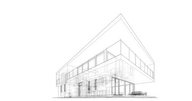  Mimarlık binasının 3D modelleme yazılım tasarımı, dahili illüstrasyon