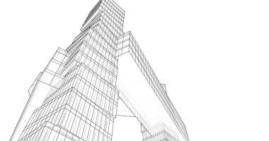 Mimari sanat konseptinde soyut çizgiler, minimum geometrik şekiller. 