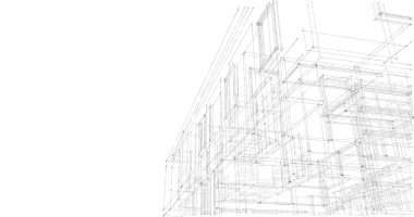  Mimarlık binasının 3D modelleme yazılım tasarımı, dahili illüstrasyon