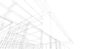  Mimarlık binasının 3D modelleme yazılım tasarımı, dahili illüstrasyon