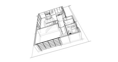  Mimarlık binasının 3D modelleme yazılım tasarımı, dahili illüstrasyon