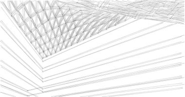 Mimari sanat konseptinde soyut çizgiler, minimum geometrik şekiller. 