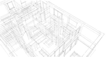  Mimarlık binasının 3D modelleme yazılım tasarımı, dahili illüstrasyon