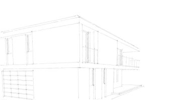  Mimarlık binasının 3D modelleme yazılım tasarımı, dahili illüstrasyon