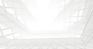 Mimari sanat konseptinde soyut çizgiler, minimum geometrik şekiller. 