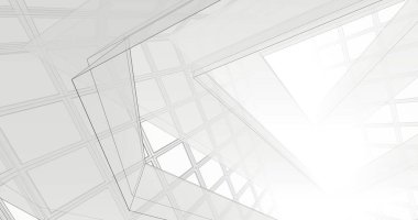 Mimari sanat konseptinde soyut çizgiler, minimum geometrik şekiller. 